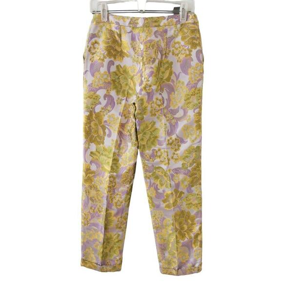 Osman Yousefzada Floral Jacquard Pants Tapered Ankle Slim Trousers 27" Waist - Picture 6 of 9